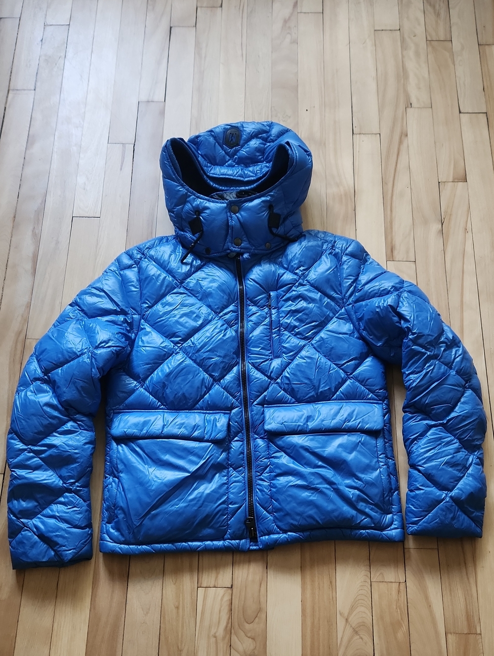 Mackage Men's Electric Blue Quilted Down Puffer Jacket with Hood